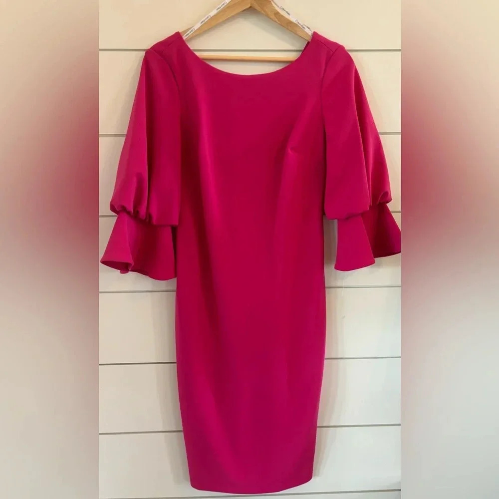 NWOT Calvin Klein Hot Pink Midi Dress